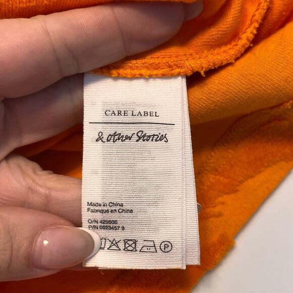 & Other Stories Orange Terry Leaf Print T Shirt Dress Size 0 NWOT - Picture 9 of 12